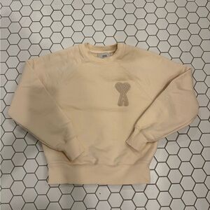 Ami Paris Women’s Beige Crewneck Sweater